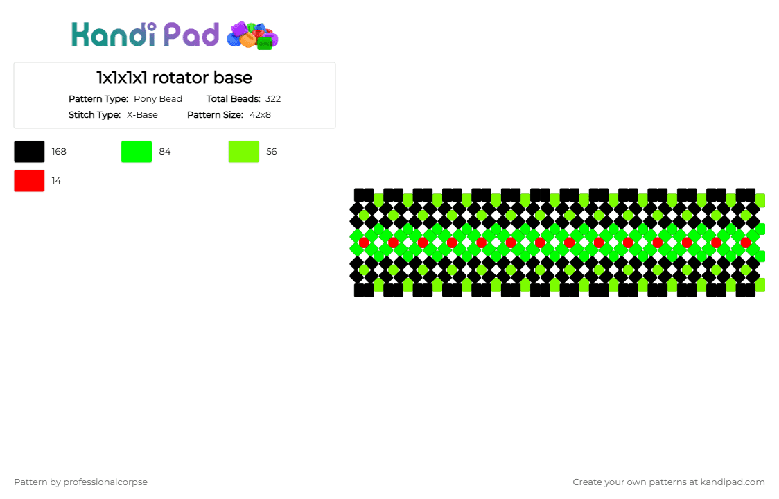 1x1x1x1 rotator base - Pony Bead Pattern by professionalcorpse on Kandi Pad - 1x1x1x1, forsaken, green, itrapped, roblox, rotator