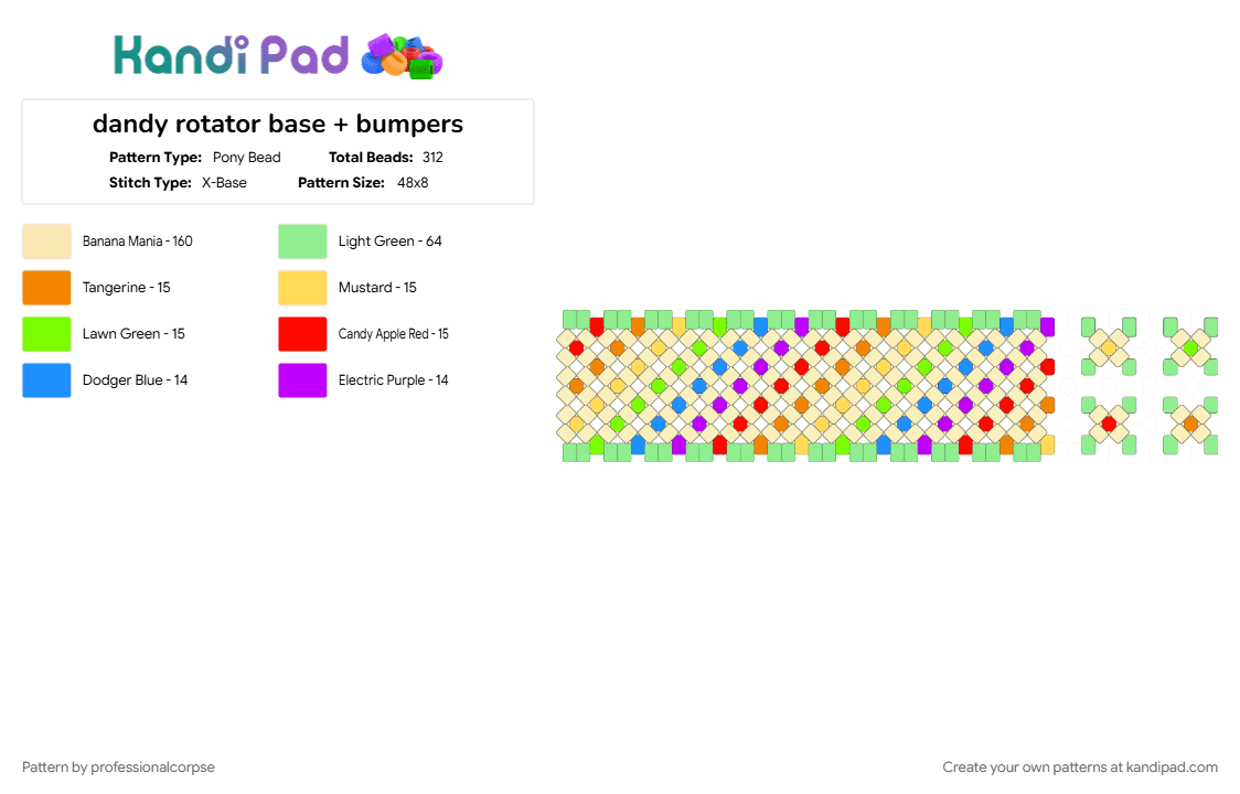 dandy rotator base + bumpers - Pony Bead Pattern by professionalcorpse on Kandi Pad - dandy, dandys world, dandysworld, rainbow, roblox, rotator, teal, yellow
