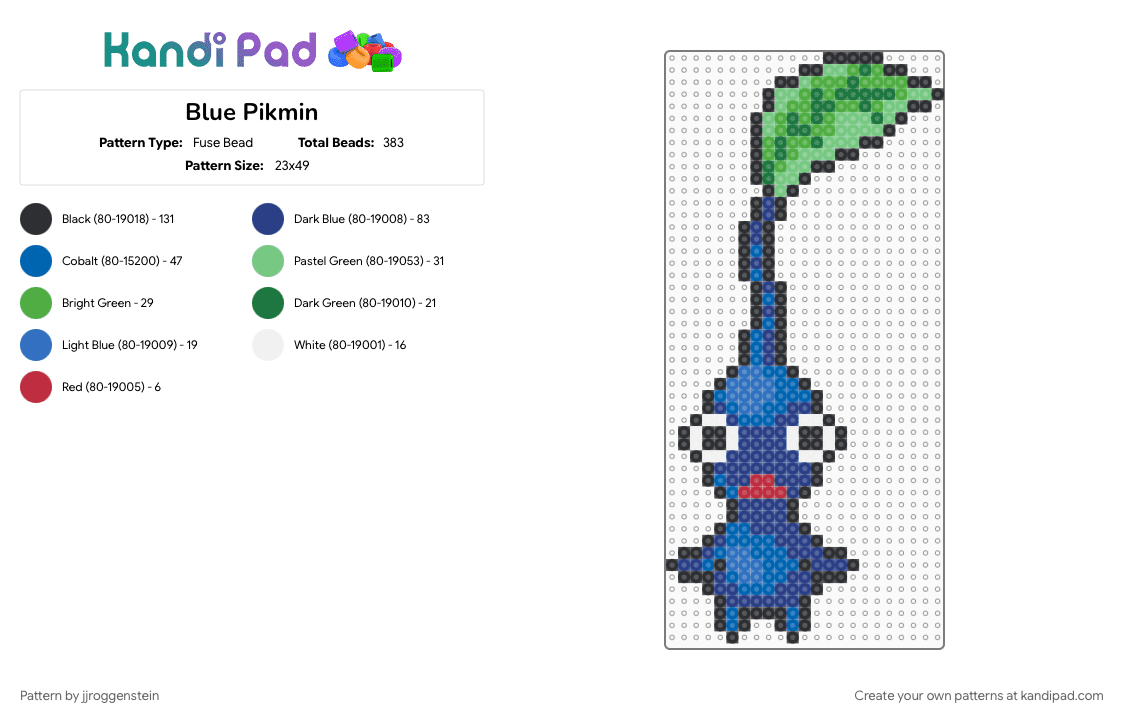 Blue Pikmin - Fuse Bead Pattern by jjroggenstein on Kandi Pad - blue, blue pikmin, nintendo, pikmin, video game
