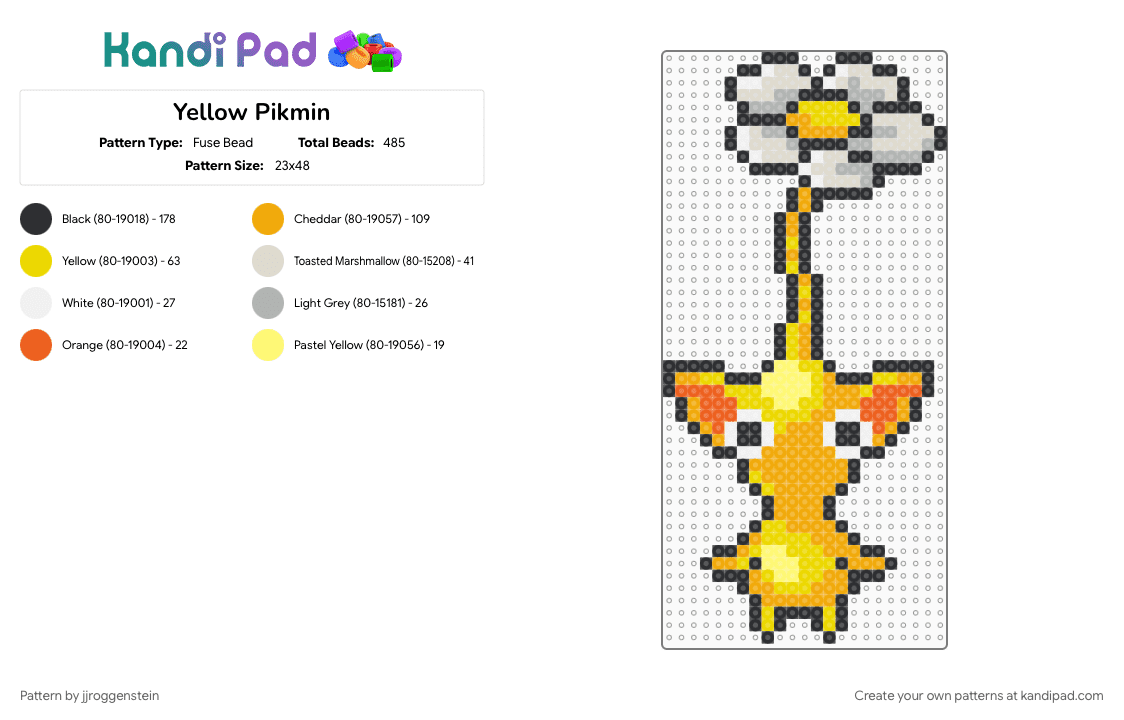 Yellow Pikmin - Fuse Bead Pattern by jjroggenstein on Kandi Pad - nintendo, orange, pikmin, video game, yellow, yellow pikmin