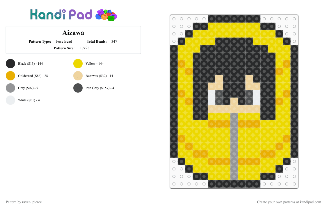 Aizawa - Fuse Bead Pattern by raven_pierce on Kandi Pad - aizawa, mha, yellow