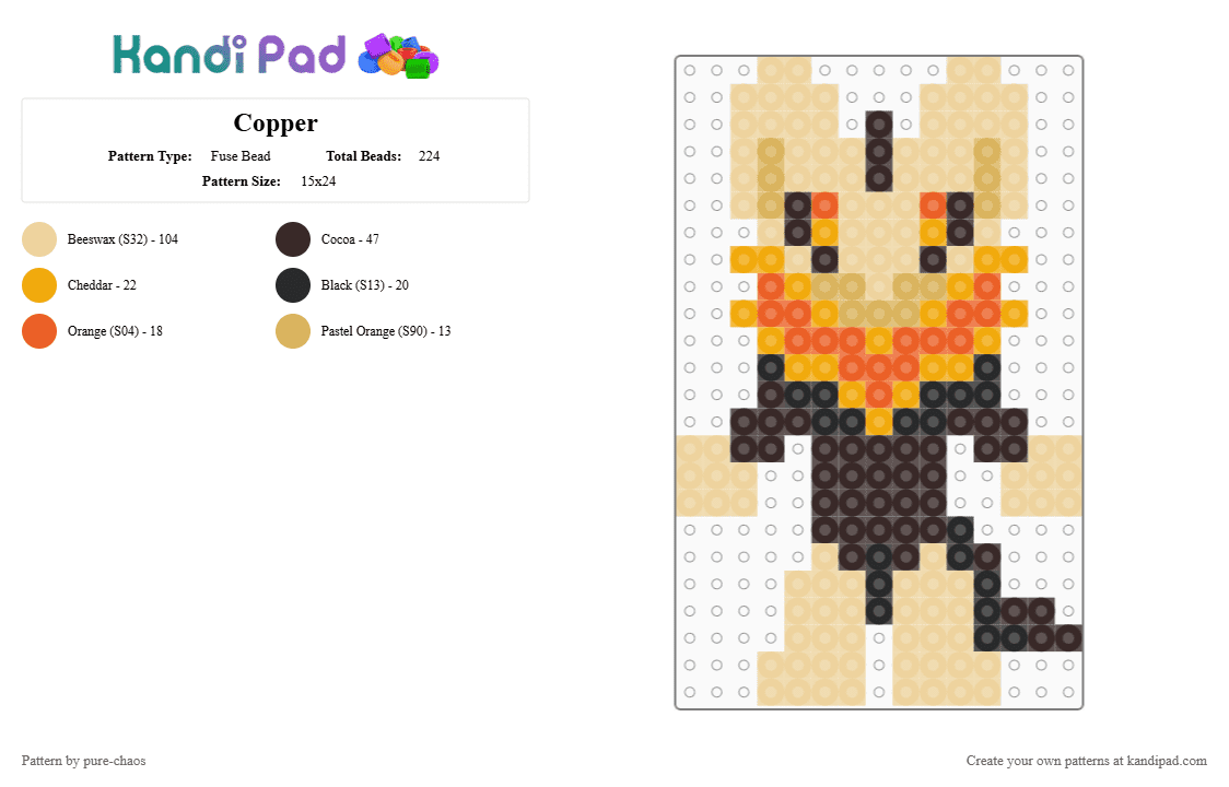 Copper - Fuse Bead Pattern by pure-chaos on Kandi Pad - toons universe,copper wishling