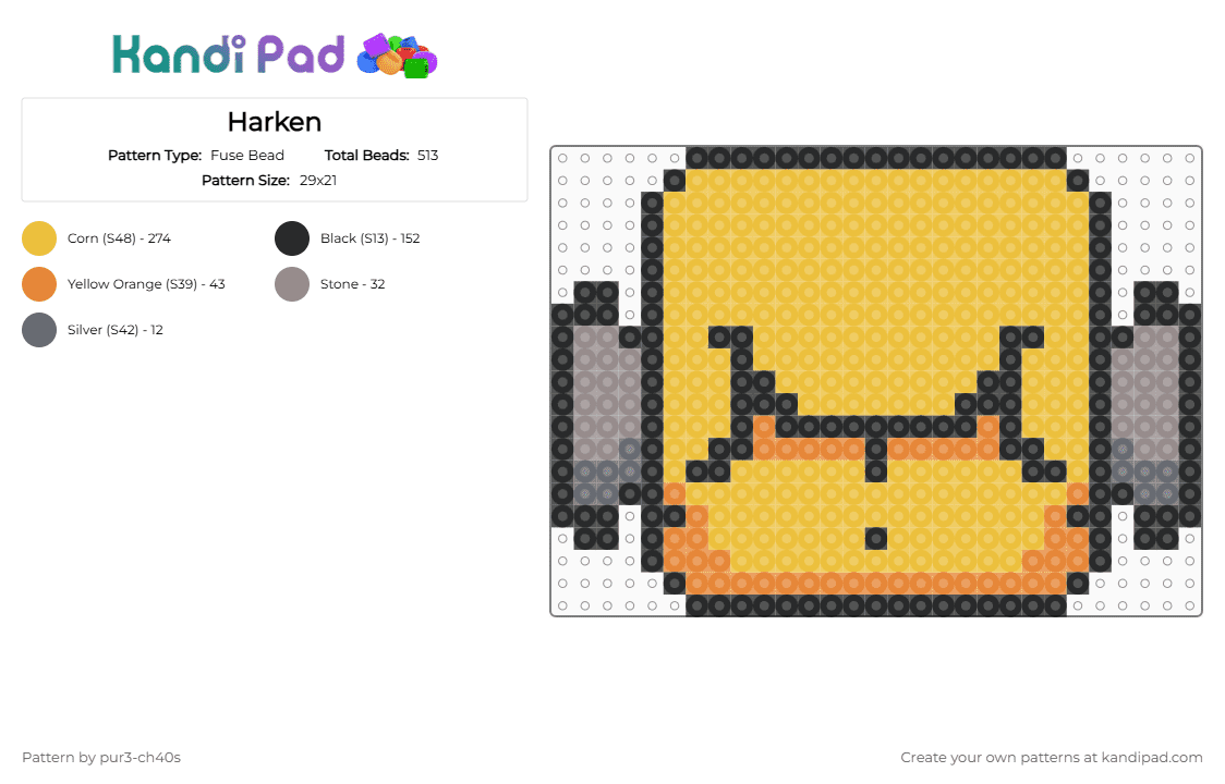 Harken - Fuse Bead Pattern by pure-chaos on Kandi Pad - yellow,die of death,dod,harken