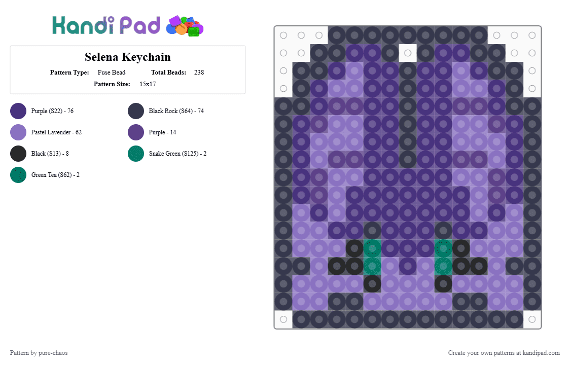 Selena Keychain - Fuse Bead Pattern by pure-chaos on Kandi Pad - 