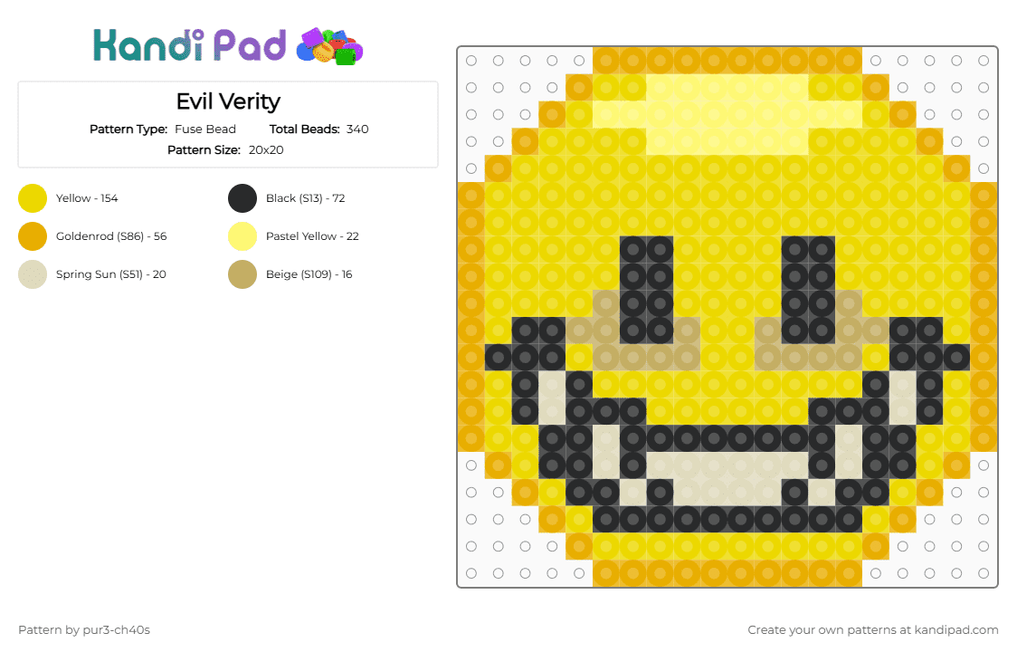 Evil Verity - Fuse Bead Pattern by pure-chaos on Kandi Pad - verity, yellow