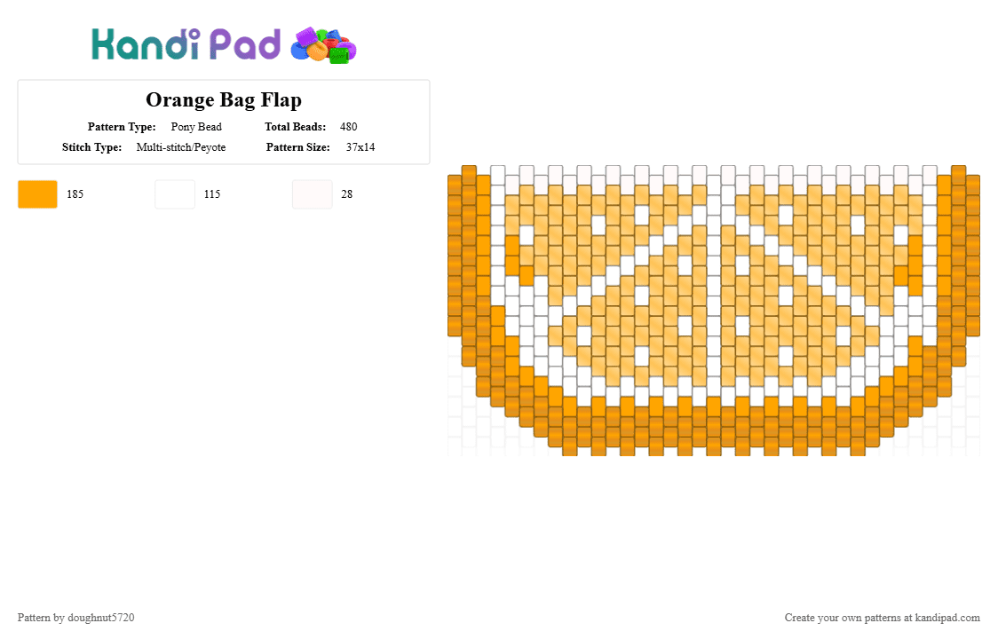 Orange Bag Flap - Pony Bead Pattern by doughnut5720 on Kandi Pad - orange, white
