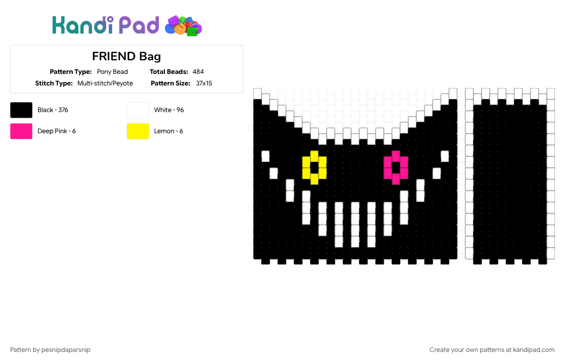 FRIEND Bag - Pony Bead Pattern by pesnipdaparsnip on Kandi Pad - bag, black, cat, deltarune, gaming, pink, utdr, white, yellow