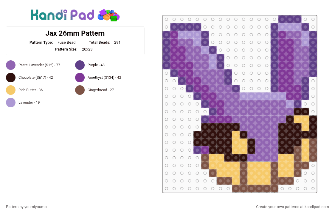 Jax 26mm Pattern - Fuse Bead Pattern by youmiyoumo on Kandi Pad - pink,jax,tadc,lilly,the amazing digital circus,digital circus,perler beads,fuse beads