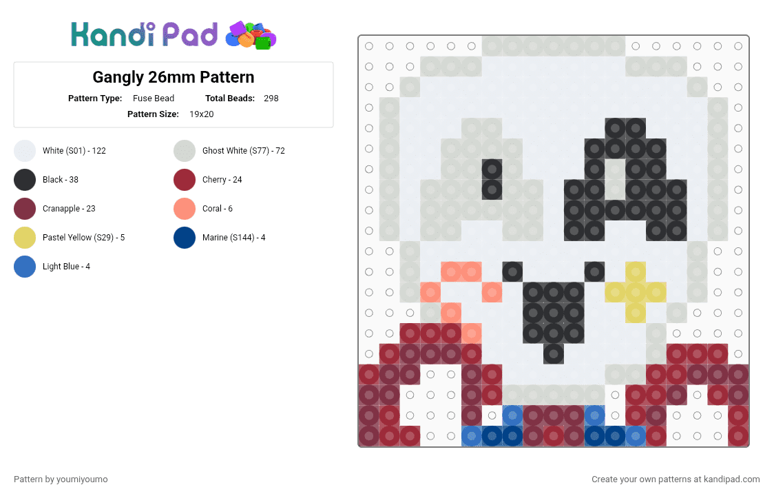 Gangly 26mm Pattern - Fuse Bead Pattern by youmiyoumo on Kandi Pad - brown, digital circus, fuse beads, gangle, gangly, perler beads, red, tadc, the amazing digital circus, white