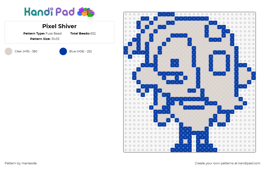 Pixel Shiver - Fuse Bead Pattern by marieside on Kandi Pad - shiver,splatoon,character,video game,simple,gray,blue