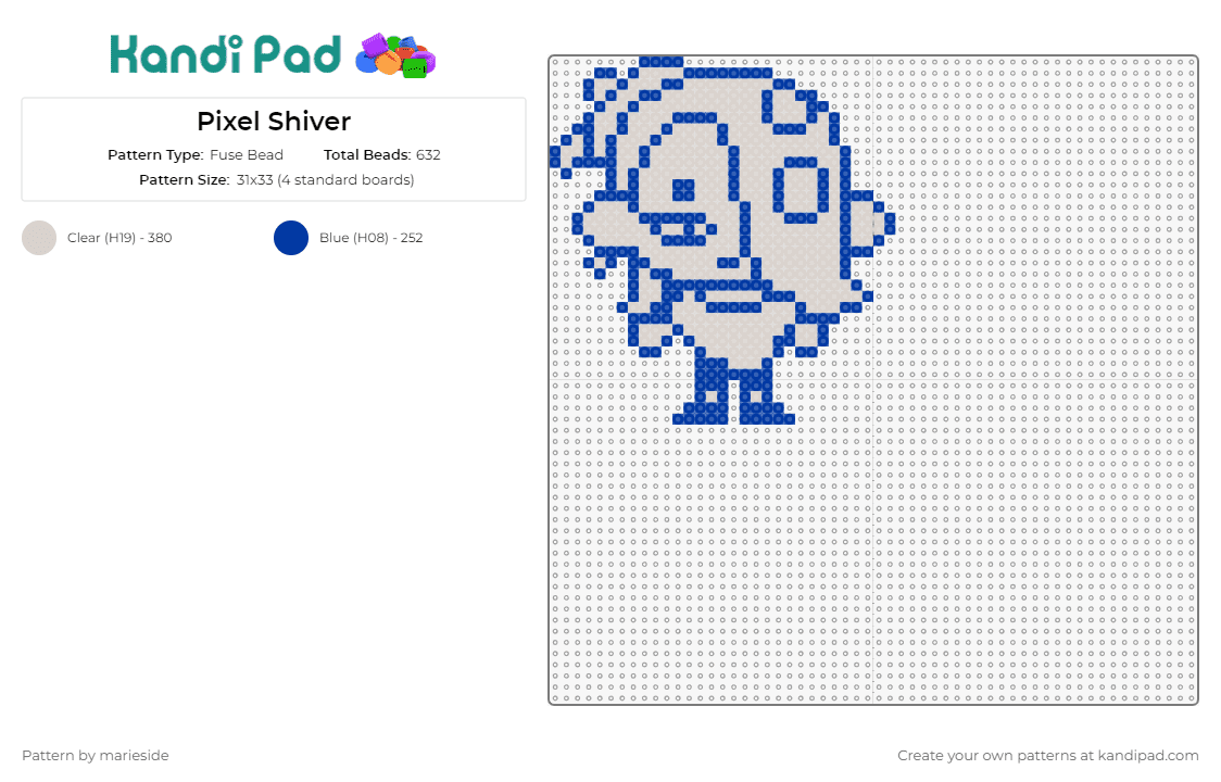 Pixel Shiver - Fuse Bead Pattern by marieside on Kandi Pad - shiver,splatoon,character,video game,simple,gray,blue