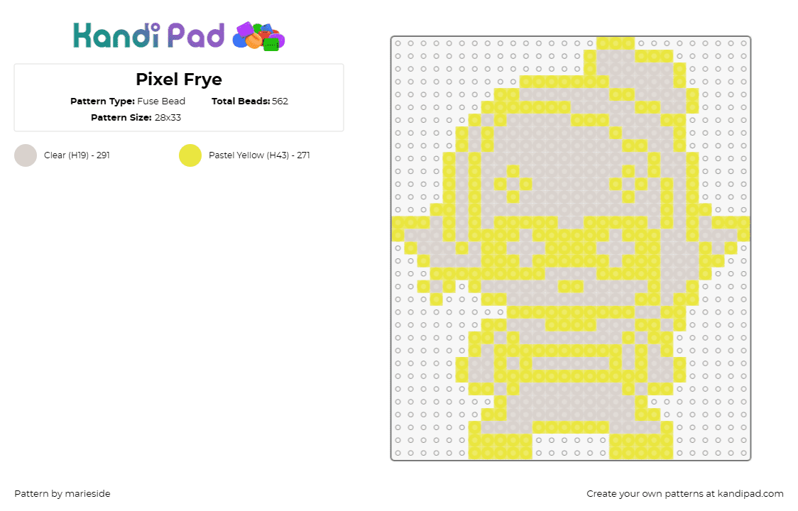 Pixel Frye - Fuse Bead Pattern by marieside on Kandi Pad - frye,splatoon,character,video game,pastel,simple,gray,yellow