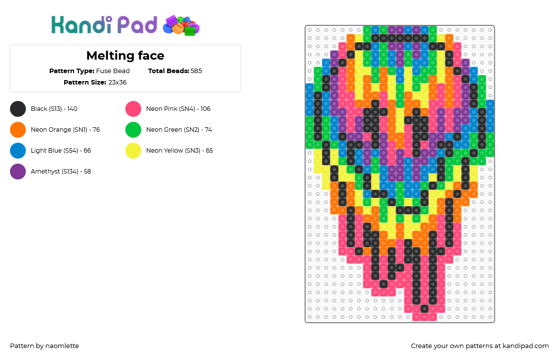 Melting face - Fuse Bead Pattern by naomlette on Kandi Pad - green,red,orange