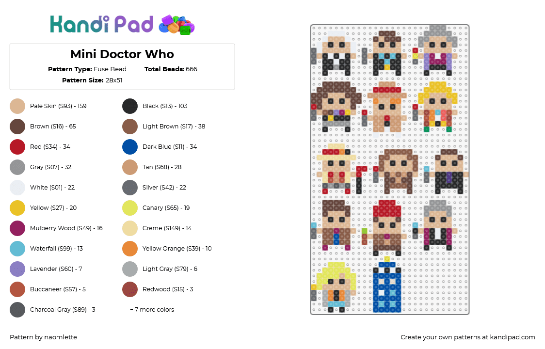 Mini Doctor Who - Fuse Bead Pattern by naomlette on Kandi Pad - doctor who,characters,keychains,charms,tv show,tan