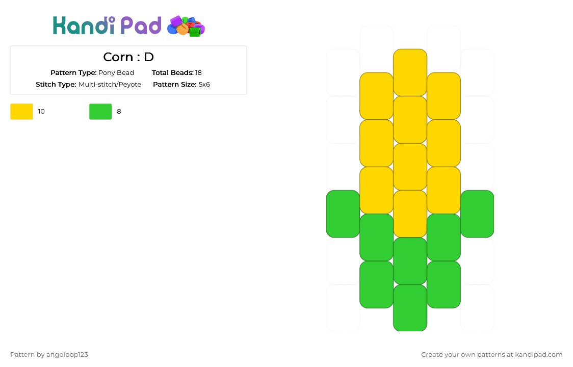 Corn : D - Pony Bead Pattern by angelpop123 on Kandi Pad - green, yellow