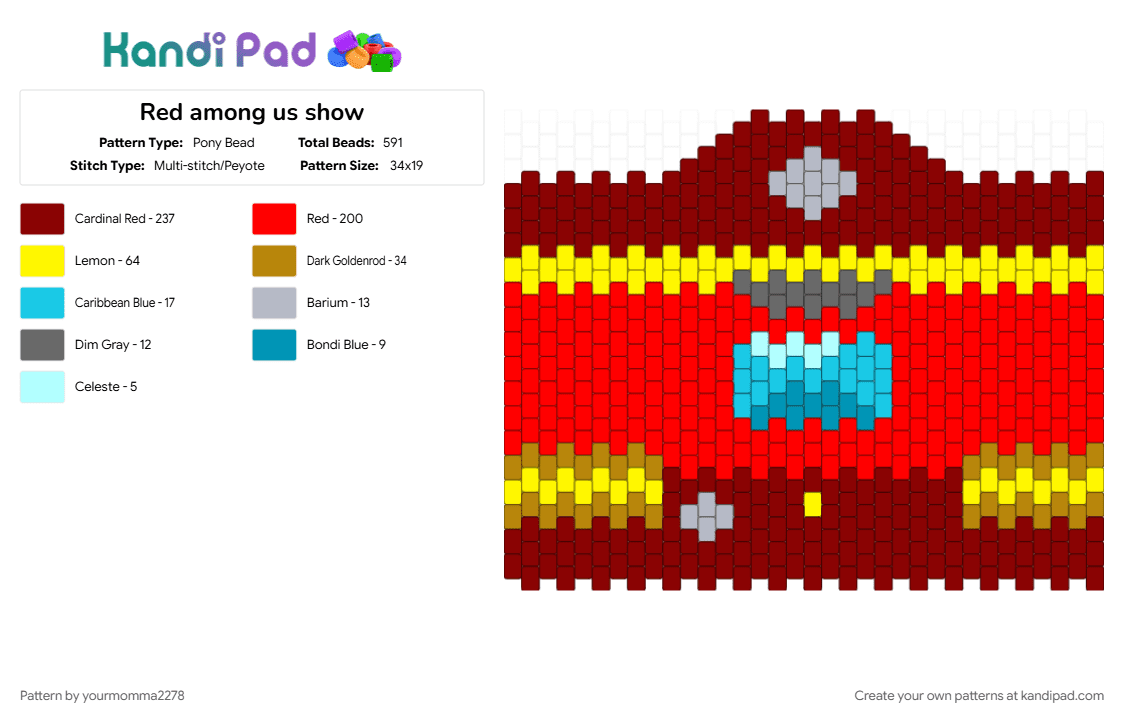 Red among us show - Pony Bead Pattern by yourmomma2278 on Kandi Pad - amogus, among us, among us show, amongus, amongusshow, red