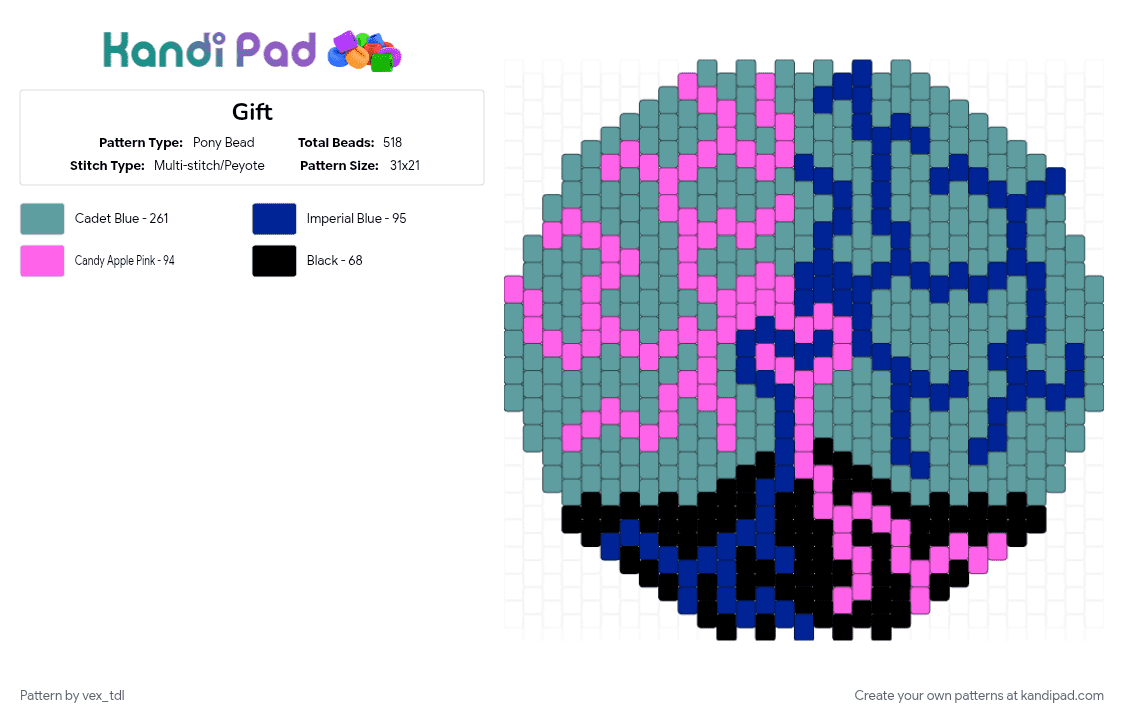 Gift - Pony Bead Pattern by vex_tdl on Kandi Pad - teal