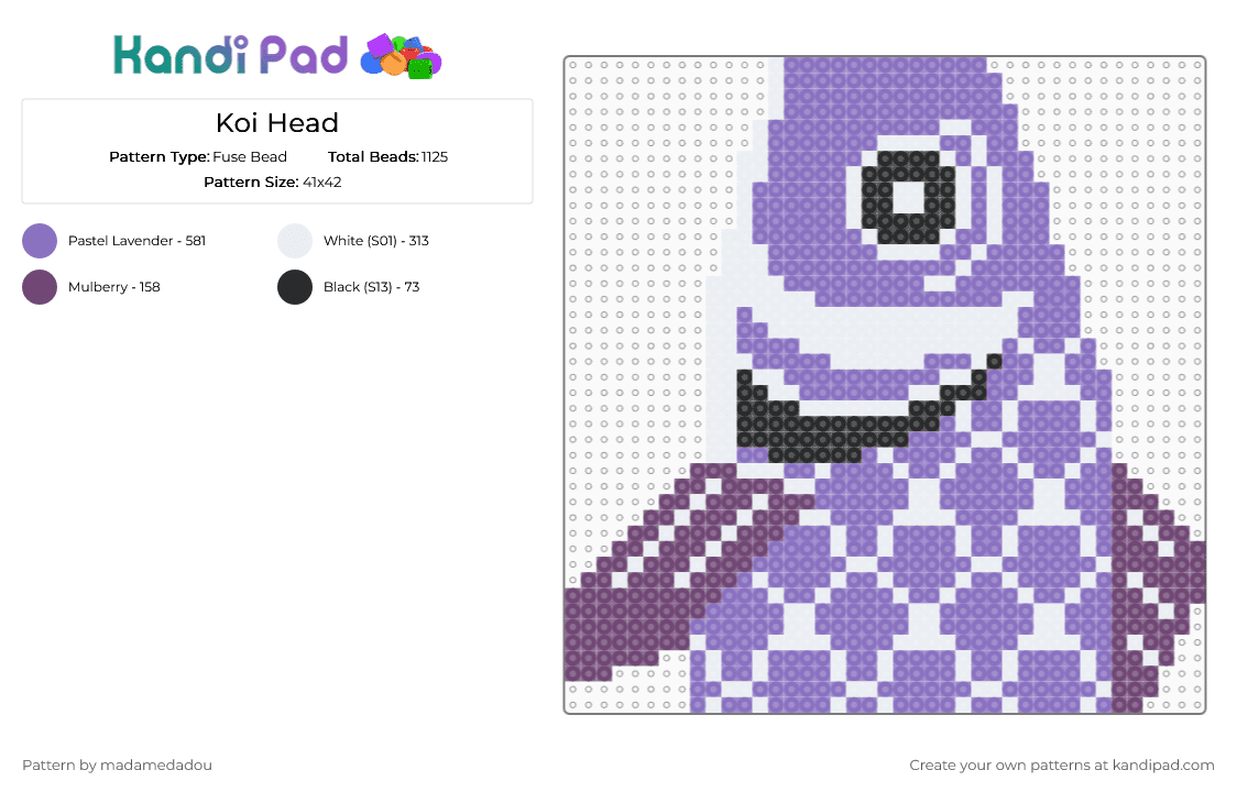 Koi Head - Fuse Bead Pattern by madamedadou on Kandi Pad - blue