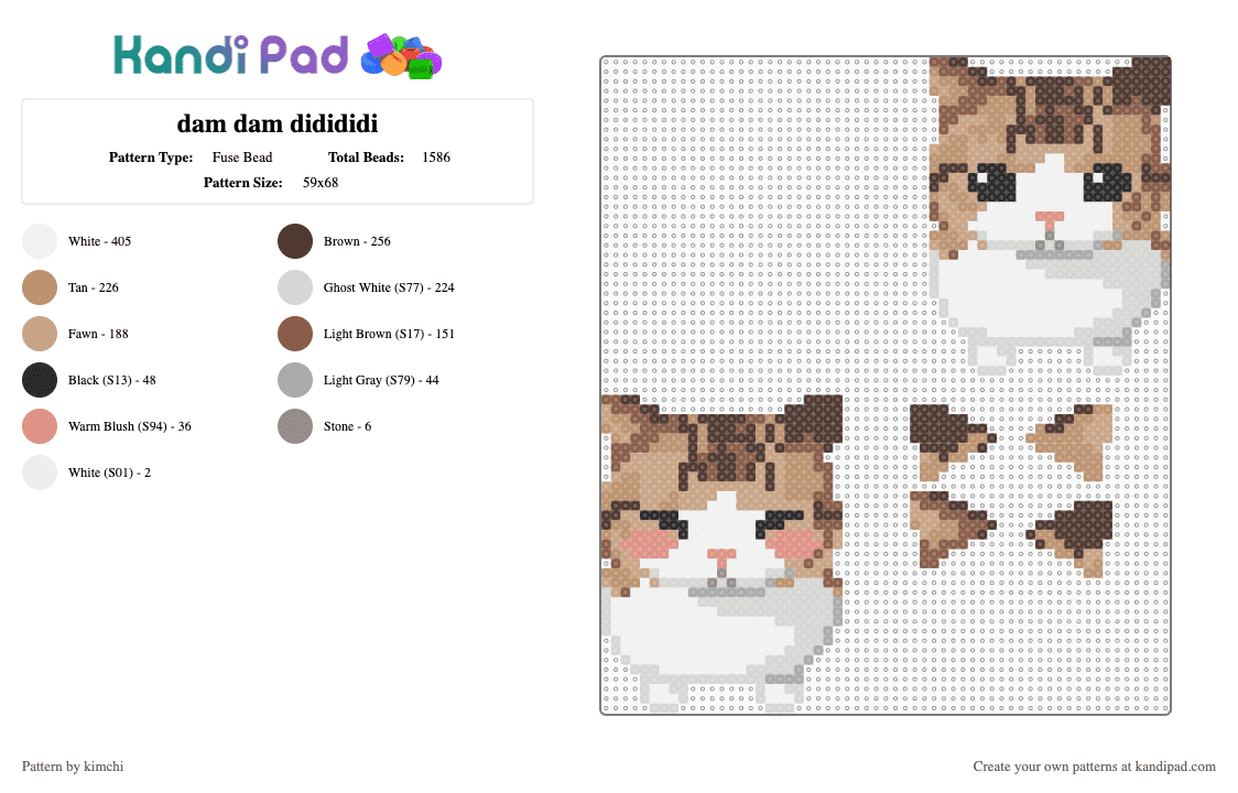 dam dam didididi - Fuse Bead Pattern by kimchi on Kandi Pad - beige, brown