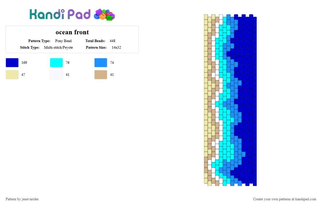 ocean front - Pony Bead Pattern by jenevarider on Kandi Pad - light blue, purple