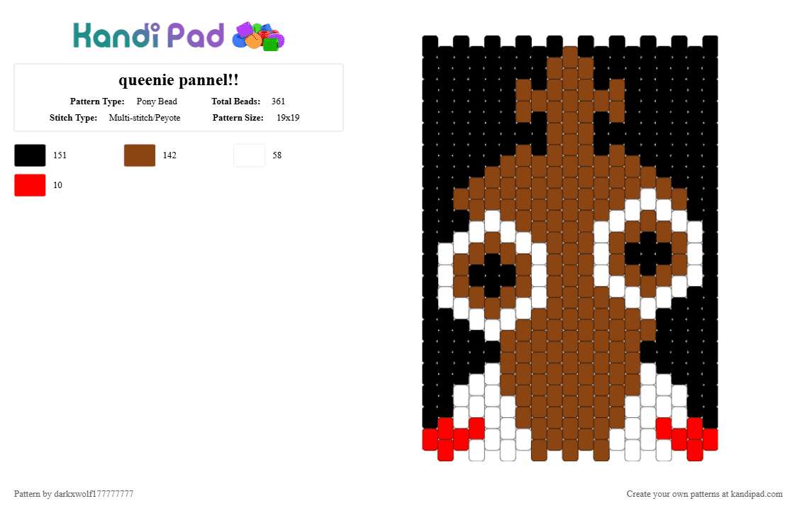 queenie pannel!! - Pony Bead Pattern by darkxwolf177777777 on Kandi Pad - red, white