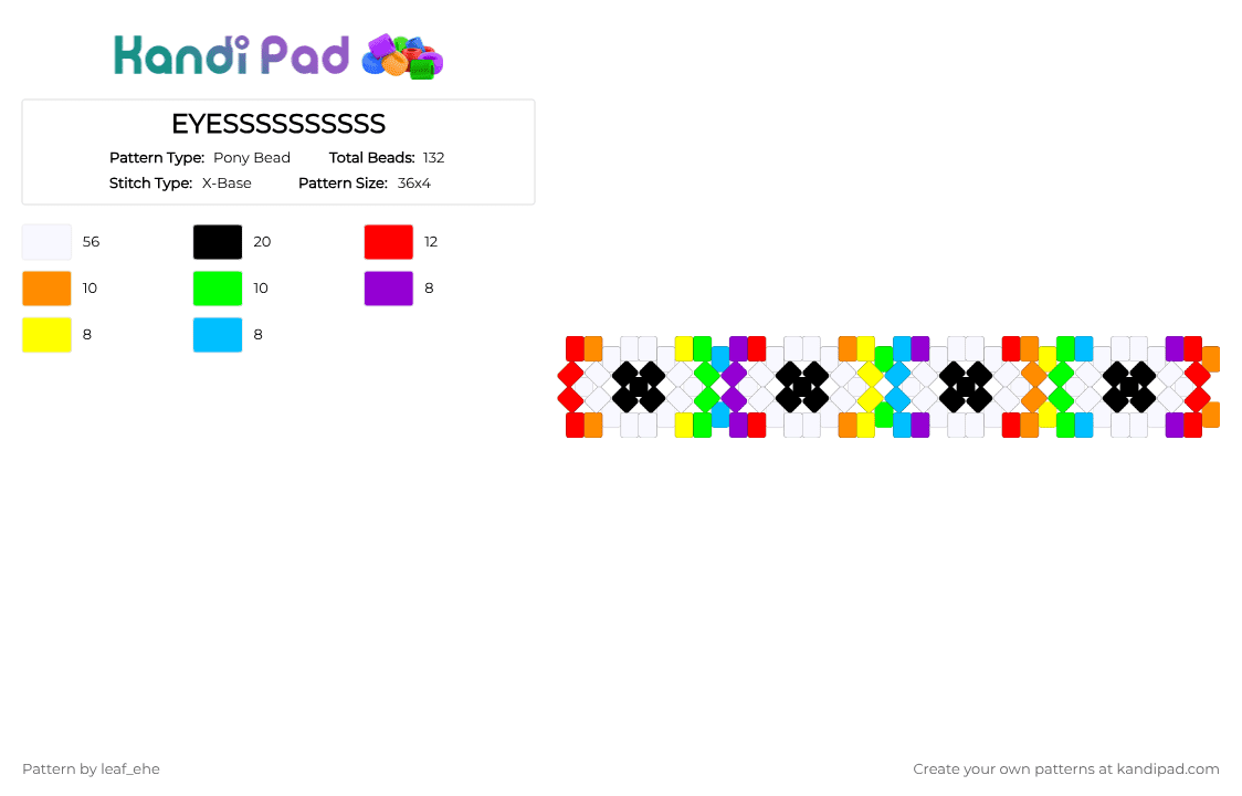 EYESSSSSSSSSS - Pony Bead Pattern by leaf_ehe on Kandi Pad - white,red,orange,green