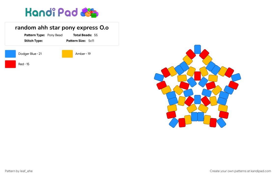 random ahh star pony express O.o - Pony Bead Pattern by leaf_ehe on Kandi Pad - light blue, yellow