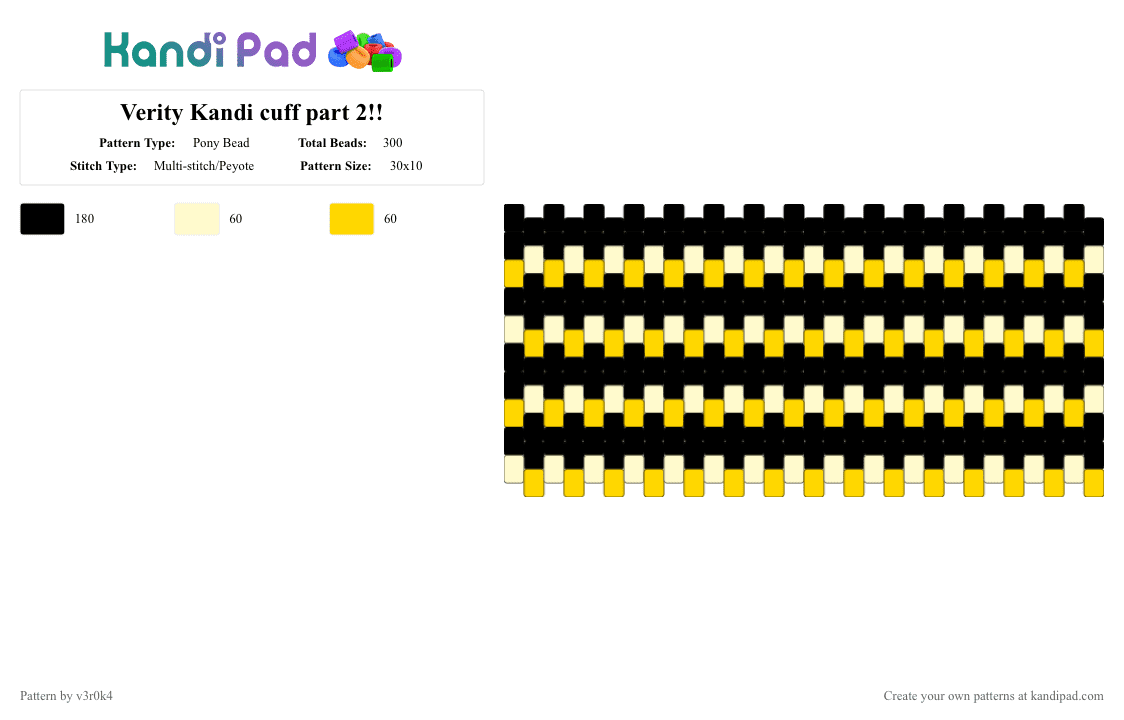 Verity Kandi cuff part 2!! - Pony Bead Pattern by v3r0k4 on Kandi Pad - 
