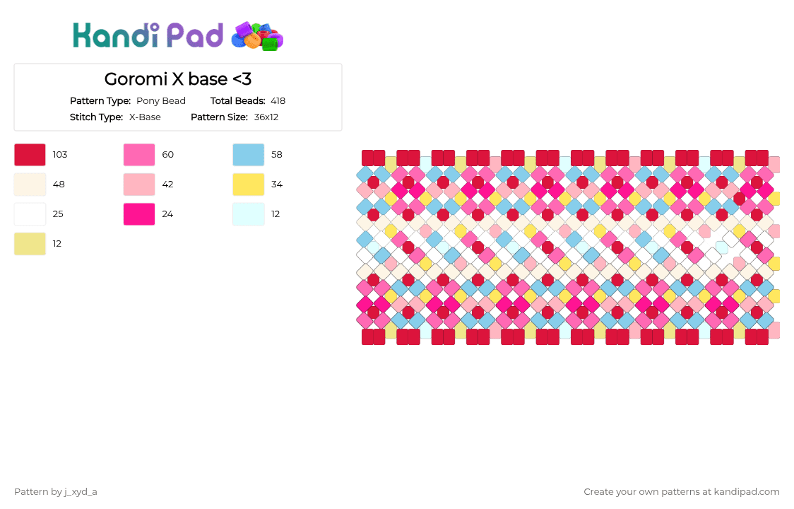 Goromi X base - Pony Bead Pattern by j_xyd_a on Kandi Pad - red,pink