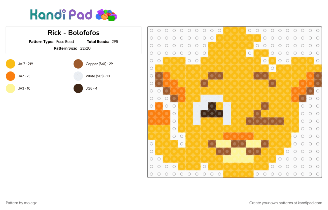 Rick - Bolofofos - Fuse Bead Pattern by molegz on Kandi Pad - bolofofos, brasil, keychain, yellow