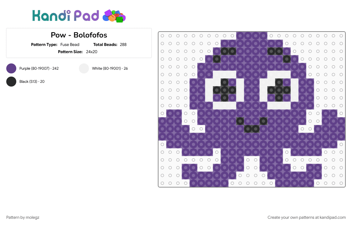 Pow - Bolofofos - Fuse Bead Pattern by molegz on Kandi Pad - bolofofos, brasil, keychain, purple