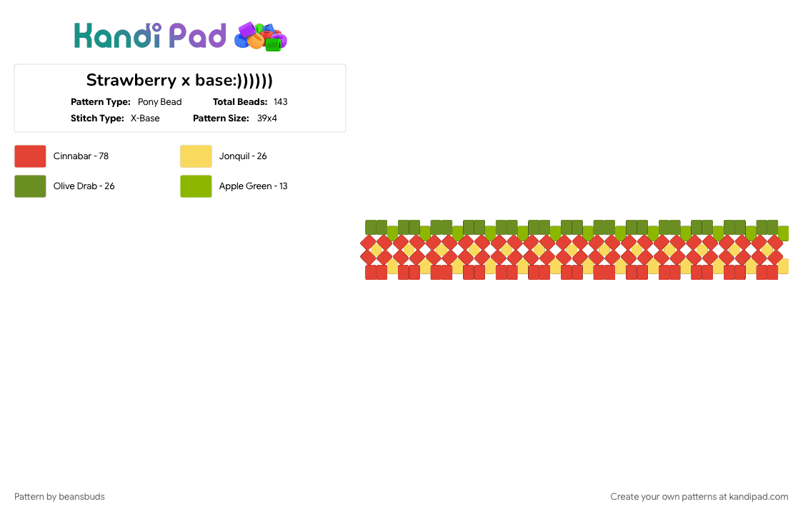 Strawberry x base:)))))) - Pony Bead Pattern by beansbuds on Kandi Pad - red