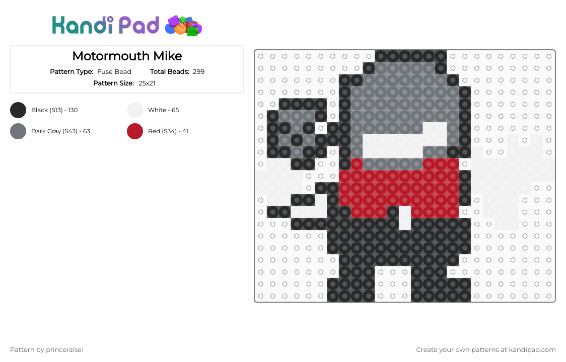Motormouth Mike - Fuse Bead Pattern by princeralsei on Kandi Pad - deltarune, dr, gray, mike, motormouth, red