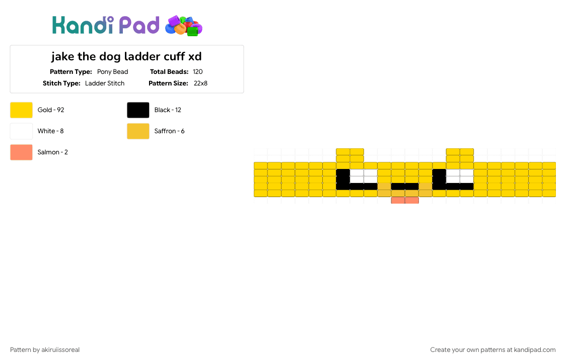 jake the dog ladder cuff xd - Pony Bead Pattern by akiruiissoreal on Kandi Pad - adventure time, adventuretime, yellow