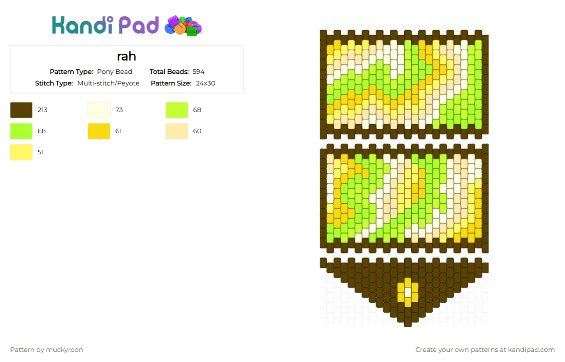 rah - Pony Bead Pattern by muckyroon on Kandi Pad - brown, yellow