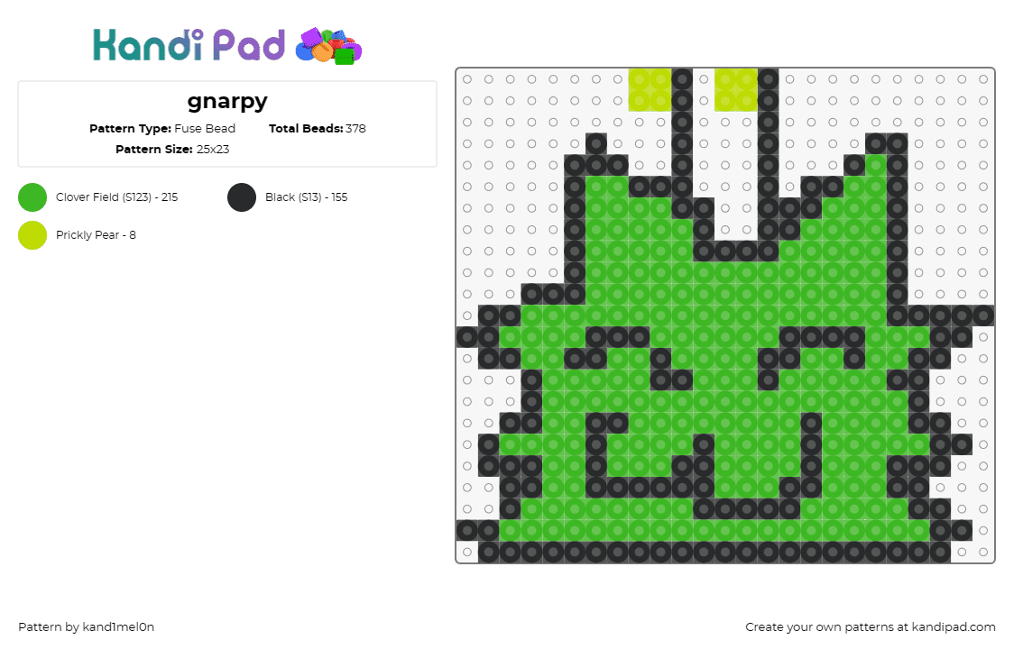 gnarpy - Fuse Bead Pattern by kand1mel0n on Kandi Pad - gnarpy,regretevator,roblox,character,npc,video game,green