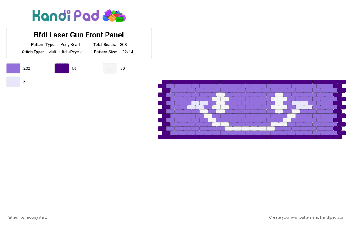 Bfdi Laser Gun Front Panel - Pony Bead Pattern by moonystarz on Kandi Pad - purple