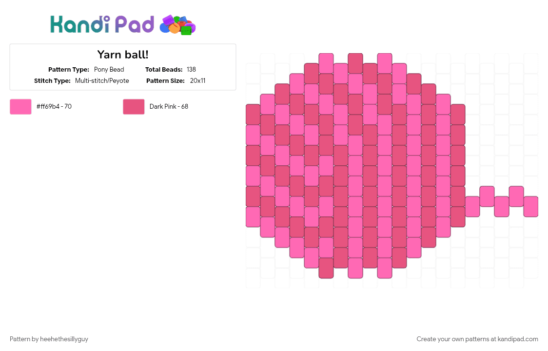 Yarn ball! - Pony Bead Pattern by heehethesillyguy on Kandi Pad - pink