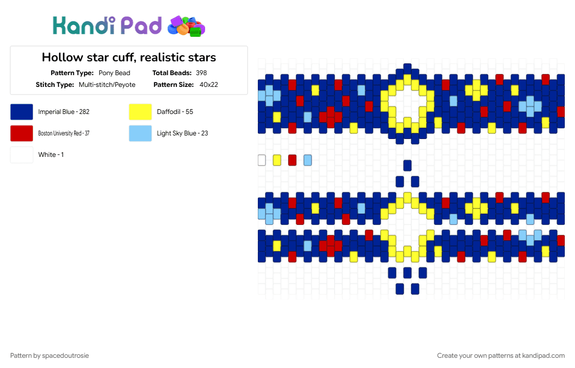 Hollow star cuff, realistic stars - Pony Bead Pattern by spacedoutrosie on Kandi Pad - cuff, hollow, intermediate, night, purple, space, stars