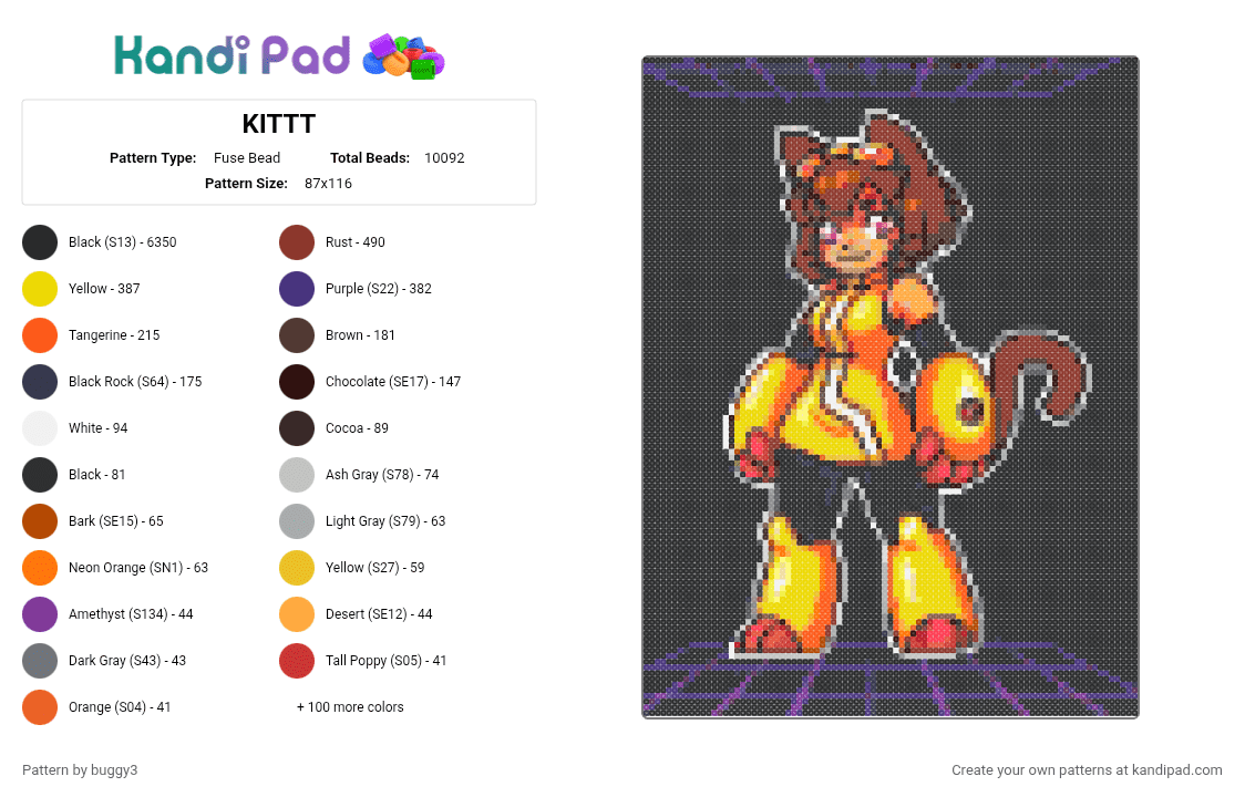 KITTT - Fuse Bead Pattern by buggy3 on Kandi Pad - 