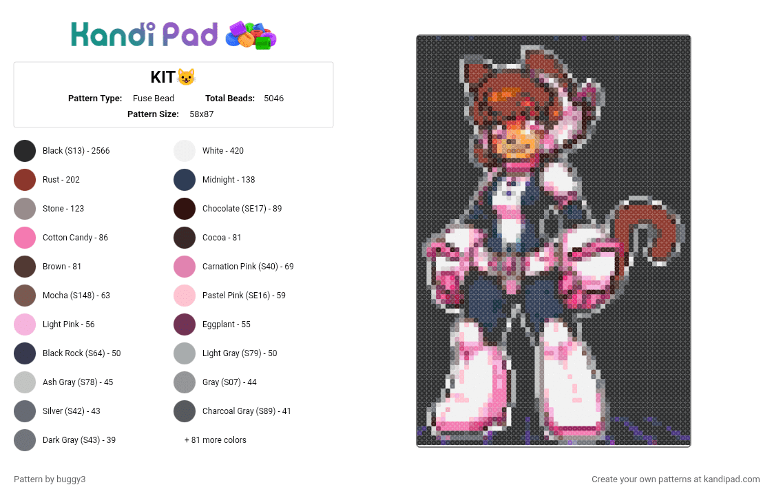 KIT😺 - Fuse Bead Pattern by buggy3 on Kandi Pad - 
