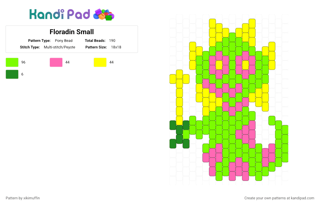 Floradin Small - Pony Bead Pattern by xikimuffin on Kandi Pad - delta, delta rune, deltraune, floradin, flower, green, rune, undertale