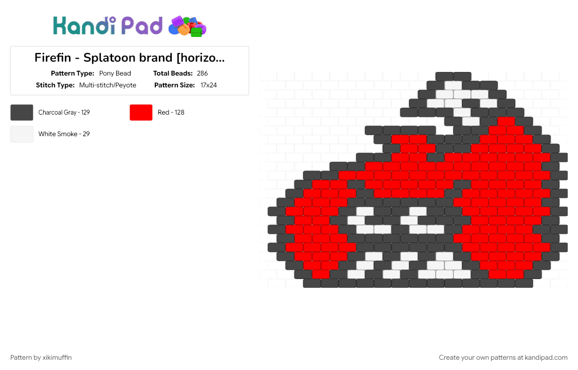 Firefin - Splatoon brand [horizontal] - Pony Bead Pattern by xikimuffin on Kandi Pad - brown, inkling, logo, nintendo, octoling, red, splatoon, squid