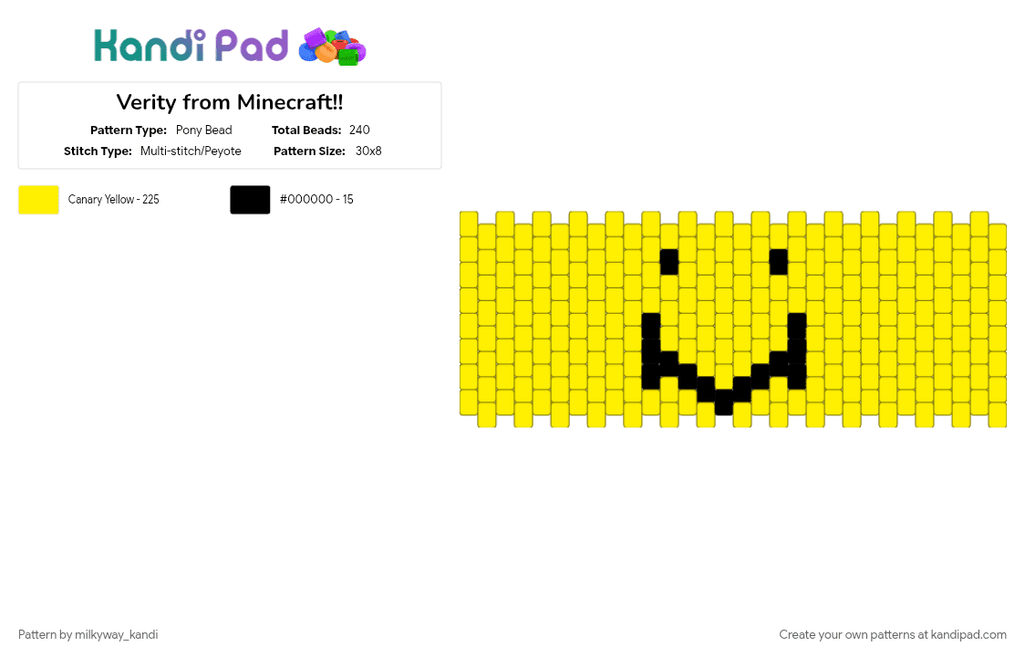 Verity from Minecraft!! - Pony Bead Pattern by milkyway_kandi on Kandi Pad - minecraft, yellow