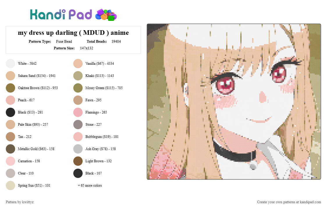 my dress up darling ( MDUD ) anime - Fuse Bead Pattern by kwittyz on Kandi Pad - 