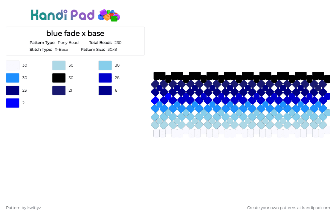blue fade x base - Pony Bead Pattern by kwittyz on Kandi Pad - light blue, purple