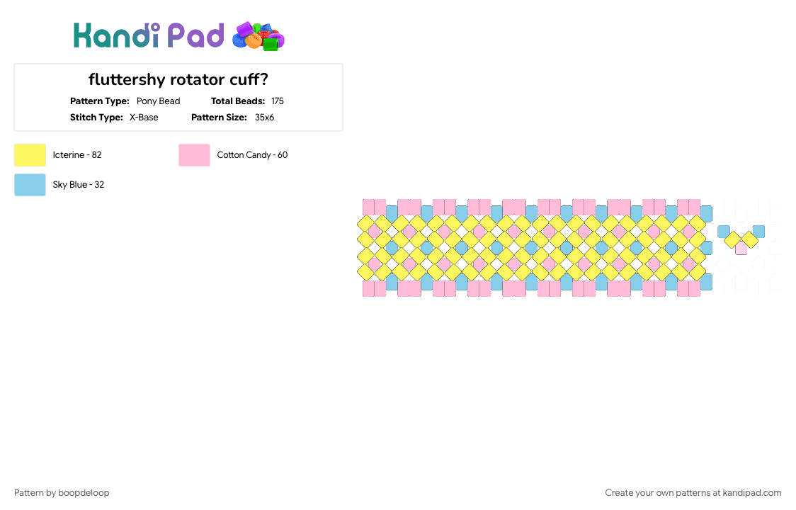 fluttershy rotator cuff - Pony Bead Pattern by boopdeloop on Kandi Pad - fluttershy, mlp, my little pony, pink, yellow
