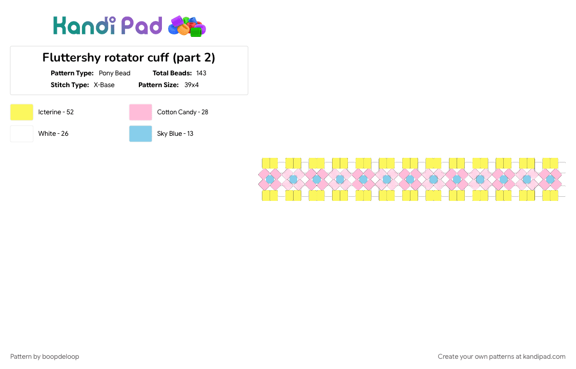 Fluttershy rotator cuff (part 2) - Pony Bead Pattern by boopdeloop on Kandi Pad - fluttershy, mlp, pink, rotator cuff, yellow