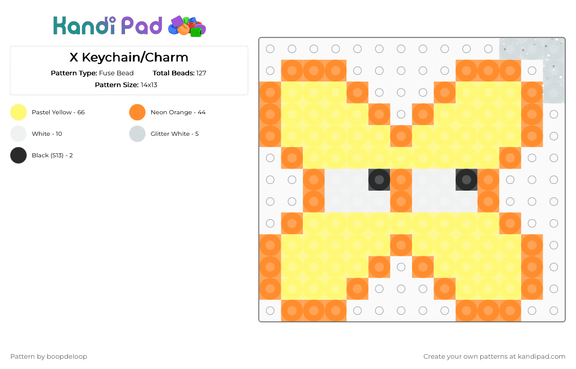 X Keychain/Charm - Fuse Bead Pattern by boopdeloop on Kandi Pad - bfdi, orange, osc, tpot, x, yellow