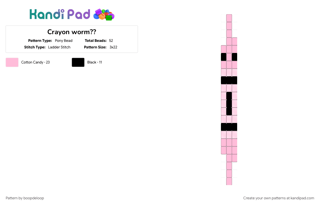 Crayon worm?? - Pony Bead Pattern by boopdeloop on Kandi Pad - crayon, pink, silly, worm, worm on a string
